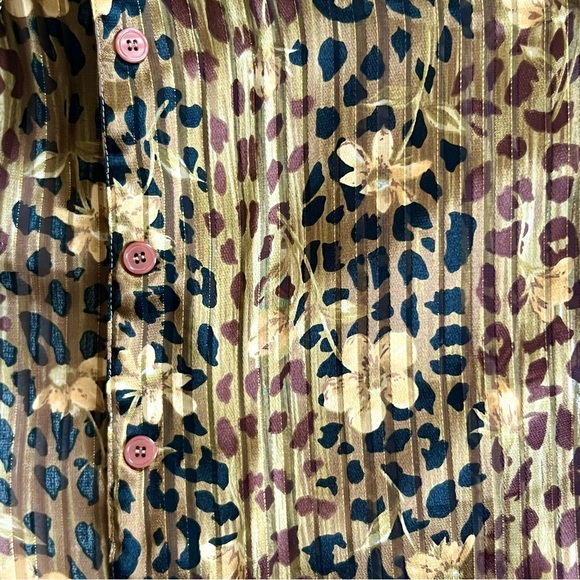 Vintage Gold & Black Leopard Print Silk Shirt - Picture 4 of 4